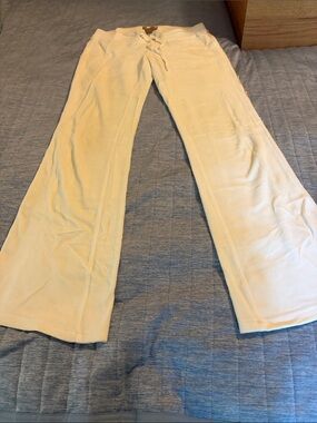Forever 21 Cream Drawstring Sweatpants with Sequin Outseams and Pink Label